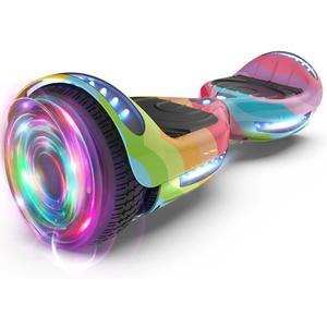 Electric Hoverboard with LED Lights and Bluetooth Speaker, Self Balancing Scooter with 6.5" Flashing Wheels, Top Speed of 10MPH, Gifts for Kids