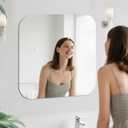 24" Frameless Square Bathroom Mirror, Tempered Glass Wall Mirror, HD Vanity Mirror for Entryway, Living Room & Home Decor, Polished Rounded Edges, 1/5" Thick