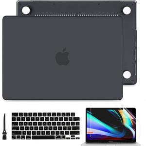 Batianda for New MacBook Pro 14 inch Case M4 M3 M2 M1 Pro/Max Chip 2024 2023 2021 Release, Frosted Rubberized Hard Shell Case with Keyboard Cover Screen Protector, Matte Black