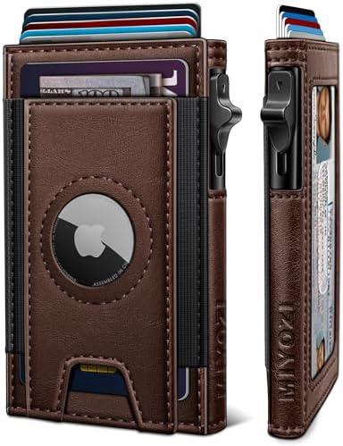 miyozi Airtag Wallet for Men, Slim Pop Up Credit Card Holder RFID Blocking Mens Minimalist wallet for 7-9 Cards ID Window, with Gift Box