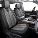 Pickup Seats Covers Compatible with Chevy Silverado 1500 GMC Sierra 2014-2018 Custom Trail Boss High Country LT LTZ Waterproof Faux Leather Seat Covers (Gray)