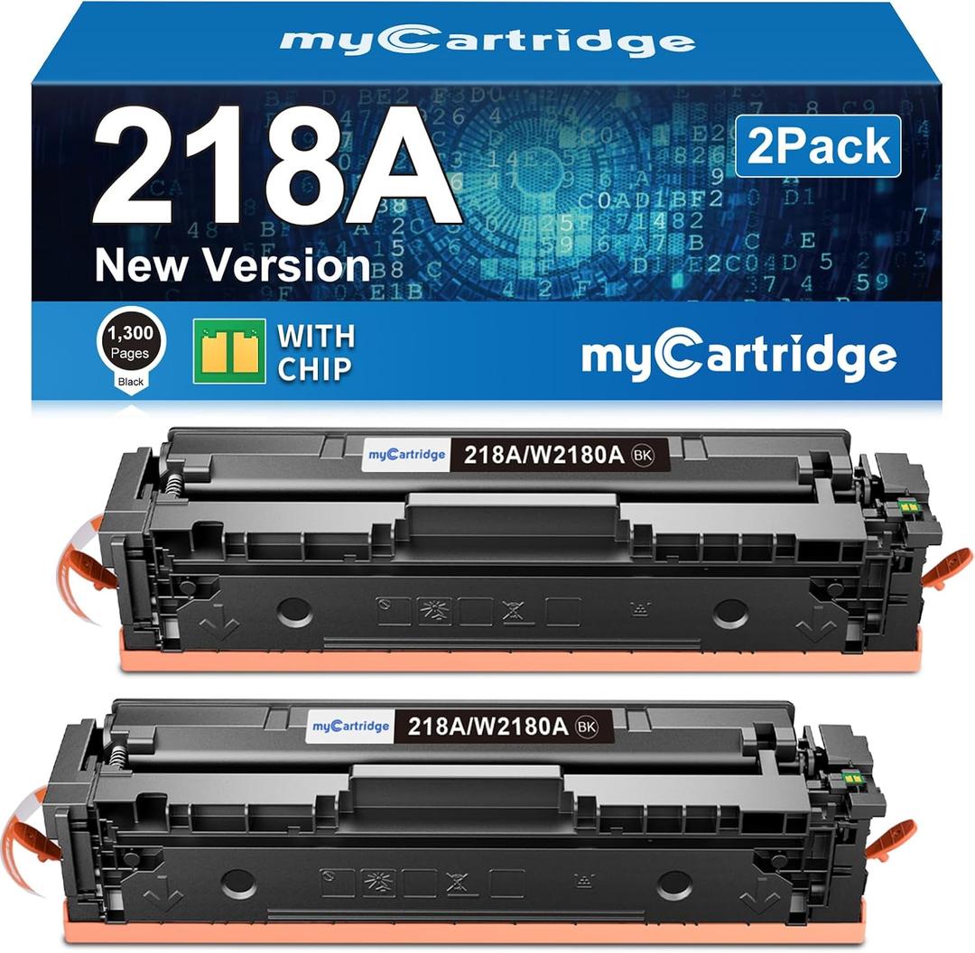 218A W2180A Black Toner Cartridges 2 Pack High Yield (with Chip) Compatible Replacement for HP 218A 218X for Color LaserJet Pro 3201dw MFP 3301fdw 3301cdw 3301sdw Printer Ink W2180A W2180X