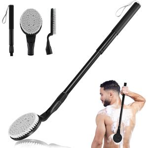 Back Scrubber for Shower,25.7" Long Handle Shower Brush for Body,Back Brush for Shower Men Women (25.7" Black)