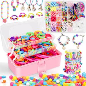 FUNZBO 1600 Pcs Pop Beads with Bracelet Making Kit, Jewelry Making Kit for Little Girls, Arts and Crafts Toys, Necklace Bracelet Ring Snap Set, Birthday Gifts for Kids Ages 3-9 Years Old