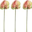 7pcs Artificial Anthurium Lily Flowers Fake Plastic Tropical Flowers for Vase Bouquets Home Office Wedding Decor(Green Pink)