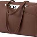 LOVEVOOK Laptop Bag for Women 15.6 Inch Tote Bags Waterproof Leather Briefcase Computer Women Business Office Work Bag,Dark Brown
