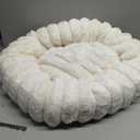Donut Dog and Cat Bed, Luxurious Comfortable Faux Rabbit Fur Pet Beds, Round Anti-Anxiety Calming Puppy Kitten Bed with Anti-Slip Bottom for Small Medium Dogs & Cats(27", Brown)