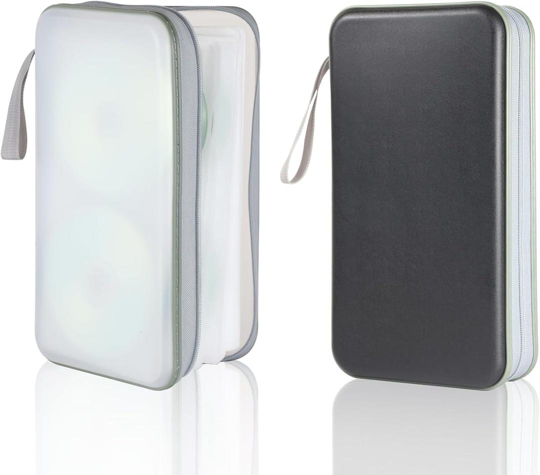 CD Case DVD Storage 2 Pack,100 Capacity DVD Cases Holder CD Storage Case Holders Plastic CD DVD Disc Case Storage Wallet Binder for Car Home Office Travel (Black&Clear)