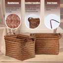 BROWNLILY Handwoven Clothes Basket Laundry Hampers Large Wicker Storage Baskets for Shelves Blankets Closet Storage Bins Car Bedroom Bathroom Organizers and Storage Bath (Pack of 4, Brown), 15 Inches X 11 Inches X 10.5 Inches