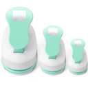 CHENGU 3 Pack Square Craft Hole Punch Corner to Corner 2, 1 and 5/8 Inch Punch Paper Punchers with 10 Pcs Sticker, Cutter Green for Card Making Scrapbook DIY Albums Photo Office Supplies