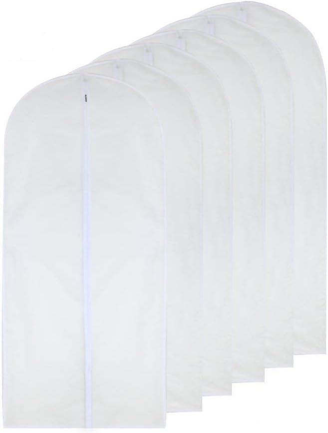 Dress Bags for Hanging Clothes (Set of 6) Breathable Suit Bag Covers with Zip Coat Covers for Closet Garment Bag for Wardrobe Storage and Travel Covers for Coats White - 24'' x 60'' Dress Bags for Hanging Clothes (Set of 6) Breathable Suit Bag Covers with Zip Coat Covers for Closet Garment Bag for Wardrobe Storage and Travel Covers for Coats White - 24'' x 60''
