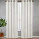 SUN+BLK Nantes Luxury Insulated Total Blackout Grommet Single Curtain Panel, Noise Reducing, Light Blocking, Ivory, 52x84, White