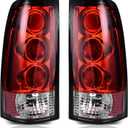 AUTOSAVER88 Tail Lights Compatible with 1999-2002 Chevy Silverado 1500/2500/3500, 99-06 GMC Sierra, 2007 GMC Sierra Classic models Clear Lens Red Housing Taillights Pair (ONLY Fit Fleetside Models)
