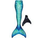 Fin Fun Limited Edition Wear-Resistant Mermaid Tail for Swimming, Kids and Adults, Monofin Included, for Girls and Boys, Aquamarine, Youth 06