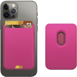 iLodn Magnetic Wallet Compatible with MagSafe for iPhone 17 16 15 14 13 12 Pro Max Air Plus Model, Mag 3 Safe Card Holder Stick on Accessories for Cell Phone & Case, Hot Pink