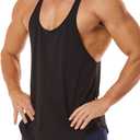 Men's Workout Quick Dry Soft Gym Bodybuilding Stringer Tank Tops (Black), S