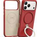 TORRAS Q3 Silicone 360 Spin for iPhone 17 Pro Case with Stand, Fit for MagSafe, Magnetic Ring Kickstand with Camera Control, Liquid Silicone Rubber Soft Phone Case for iPhone 17 Pro 6.3'', Red