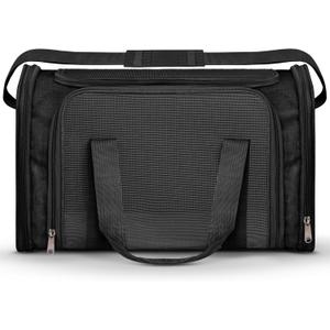 Airline Approved Medium Pet Carrier for Cats & Dogs  Foldable Dog Bag with Soft Mat, Breathable Mesh Windows, Travel-Ready Cat Carrier (Up to 15 lbs, Black)