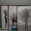 Large Black Framed Wall Art for Living Room Wall Decor for Office Bedroom Wall Decoration Blue Abstract Wall Pictures Black and White Paintings Modern Room Aesthetic Home Decor 3 Piece Art Prints (28L" x 20W" (3 Piece), Blue Stone Pictures Black Framed)