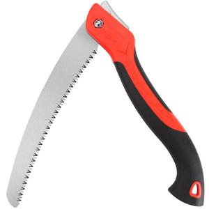 10 Inch Heavy Duty Pruning Saw, Folding Hand Saw with SK5 Curved Blade, Triple-cut Razor Teeth Used for Trees Wood Cutting Camping Gardening Work, Hiking, Landscaping, Tree Trimming
