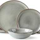 AmorArc Ceramic Dinnerware Sets,Handmade Reactive Glaze Stoneware Plates and Bowls Set,Highly Chip and Crack Resistant | Dishwasher & Microwave Safe Dishes Set,Service for 4 (12pc)