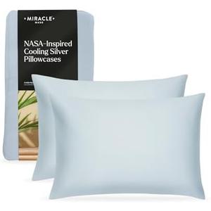Miracle Made Soft, Breathable Cotton Pillowcase Set, 2-Piece – Silver-Treated, Cool-to-the-Touch Covers for a Fresher-Feeling Sleep Surface – Standard Size, Sky Blue