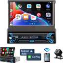 Naifay Single Din Car Stereo Compatible with Apple Carplay & Android Auto, 7inch Flip Out Touchscreen Car Radio with Bluetooth Foldable Car Audio Receivers, Mirror Link/Camera/FM/USB/AUX/TF/Subwoofer