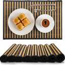 8 Pack Bamboo Placemats, 18 x 12 Inch Anti-Slip Table Mats, Rustic Japanese Style Heat-Resistant Dining Place Mats for Dining Room Kitchen Wedding Restaurant Party