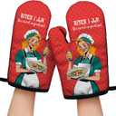 2 x Bixxh I Am The Secret Ingredient Funny Oven Mitts with Hanging Loop and Silicone Non-Slip, Hostess Baking Cooking Kitchen Utensils 2-Piece Set, Gifts for Women Bake Lover, Housewarming Gifts