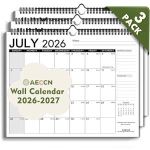 AECCN Wall Calendar 2026-2027, Jul 2026-Dec 2027, 14.4'' x 11.4''- 3 Pack