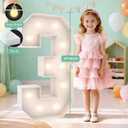 3FT Marquee Light Up Numbers 3,Party Decoration Large Marquee Light Up Letters with Weighted Water Bag,Pre-cut Foam Board Set Can Be Used for Birthdays,Weddings,Baby Anniversaries