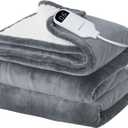 Bedsure Electric Blanket Twin - Soft Flannel Heated Blanket Twin Size, GentleSoft Fast Heating with 10 Time Settings & 6 Heat Settings, Warm Gift for Grandma (62x84 inches, Grey) (01 - Grey)