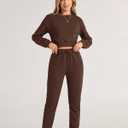 BTFBM Women 2 Piece Outfits Long Sleeve Crop Top Pullover Drawstring Pant Jogger Set Casual Sweatsuits Tracksuit Pockets (S)