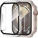 Smiling 2 Pack Case Compatible with Apple Watch SE 3 (2025)/ SE 2/ SE/Series 6/5/4 40mm with Tempered Glass Screen Protector, Hard PC Case Overall Protective Cover- 1 Starlight + 1 Transparent