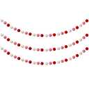 CAVLA 3 Pieces Valentine's Day Felt Ball Garlands Valentines Day Red Pink White Pom Pom Garlands 1 Inch Valentines Pompom Ball Banner for Mother's Day Wedding Engagement Hanging Decorations 2 Pack
