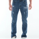 LEE MENS STRAIGHT SLIM DENIM PANTS IN BLUE DAMAGE 34/33