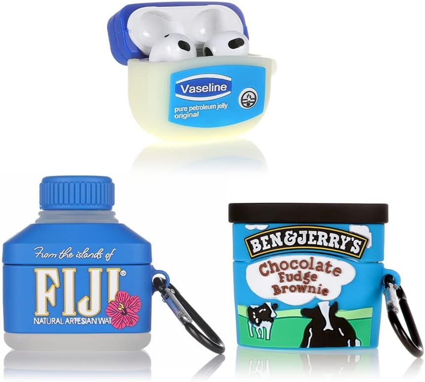 (3Pack) Case for Airpods 3rd Generation, BGAANM Silicone Airpods 3 Case Protective Cover with Cute Funny Skin Design, with Keychain (Juice+Fiji+Benjer)