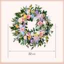 Idyllic 22 Inch Spring Summer Wreath for Front Door with Pink Blue Roses and Hydrangeas Romantic Artificial Flower Wreath for Indoor Outdoor Wedding Porch and Wall Decor