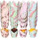 200  Pcs Floral Baking Cups Paper Cupcake Liners Muffin Liners Watercolor Flower Cupcake Wrappers for Tea Party Wedding Birthday Baby Shower Decorations