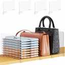 Yieach 4 Pack Towel,Sweater,Purse Organizer and Acrylic Shelf Dividers for Closet Organization - Adjustable Height - Vertical Shelf Separators for T Shirt,Clear Closet Shelf Divider for Wood Shelves