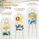 57"- 42" Height Adjustable Gold Easel Stand for Signs, Lockable at Any Height 4 Hooks, 3 Display Modes, Easel with Design Templates Ideal for Wedding Welcome Sign, Parties, Art & Retail Display