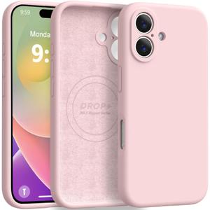 Magnetic for iPhone 16 Case [Compatible with Magsafe] [Premium Silicone Satin-Smooth Touch] Slim Shockproof Anti-Scratch Microfiber Lining Case, 6.1 inch, Chalk Pink