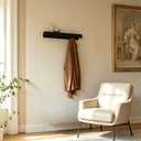 Coat Rack Wall Mount, 2-in-1 Wall Floating Shelf with 6 Hidden Coat Hooks