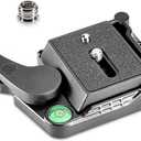 Neewer Black Aluminum Alloy Quick Release QR Plate Adapter with 1/4"-3/8" Screw and Bubble Lever for DSLR Camera Tripod Monopod Stabilizer Ball Head