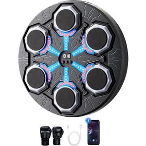 Music Boxing Machine for Kids with Bluetooth & LED Lights - 15-Speed Adjustable Wall-Mounted Punching Pad for Adults Silent Training, No-Drill Installation, Type-C ChargingBlue