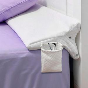 Triangle Bed Gap Filler King High Density Foam Headboard Gap Filler Pillow with 2 PCS Pockets and Removable Washable Cover, Prevent Items from Falling, King
