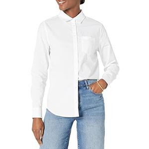 Amazon Essentials Womens Regular-Fit Long-Sleeve Button-Down Poplin Shirt, XL