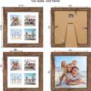 Hongkee 8x8 Picture Frame Set of 2, with Glass and Rustic Brown Wood Frames, Display Collage Four Opening 3x3 With Mat or 8 x 8 Without Mat for Wall Hanging or Tabletop, 8x8 in matted to 4-3x3