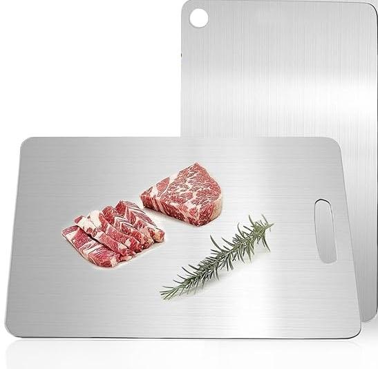 Katuchef Titanium Cutting Boards for Kitchen 100% Pure Ti Katu chef Titanium Cutting Board set Double Sided Non Toxic Titanware Chopping Board,Durable Dishwasher Safe Cutting Boards(2 Pieces, XL, L)