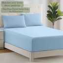 Full Size Fitted Sheet Only Light Blue, 100% Egyptian Cotton 600 Thread Count, 16" Deep Pocket Cotton Fitted Sheet (1 Piece Bottom Sheet Only)